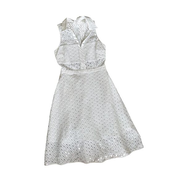 Guess White Eyelet Lace Cutout Sleeveless Summer Fit and Flair Cotton Dress Sz 6 - Picture 10 of 16